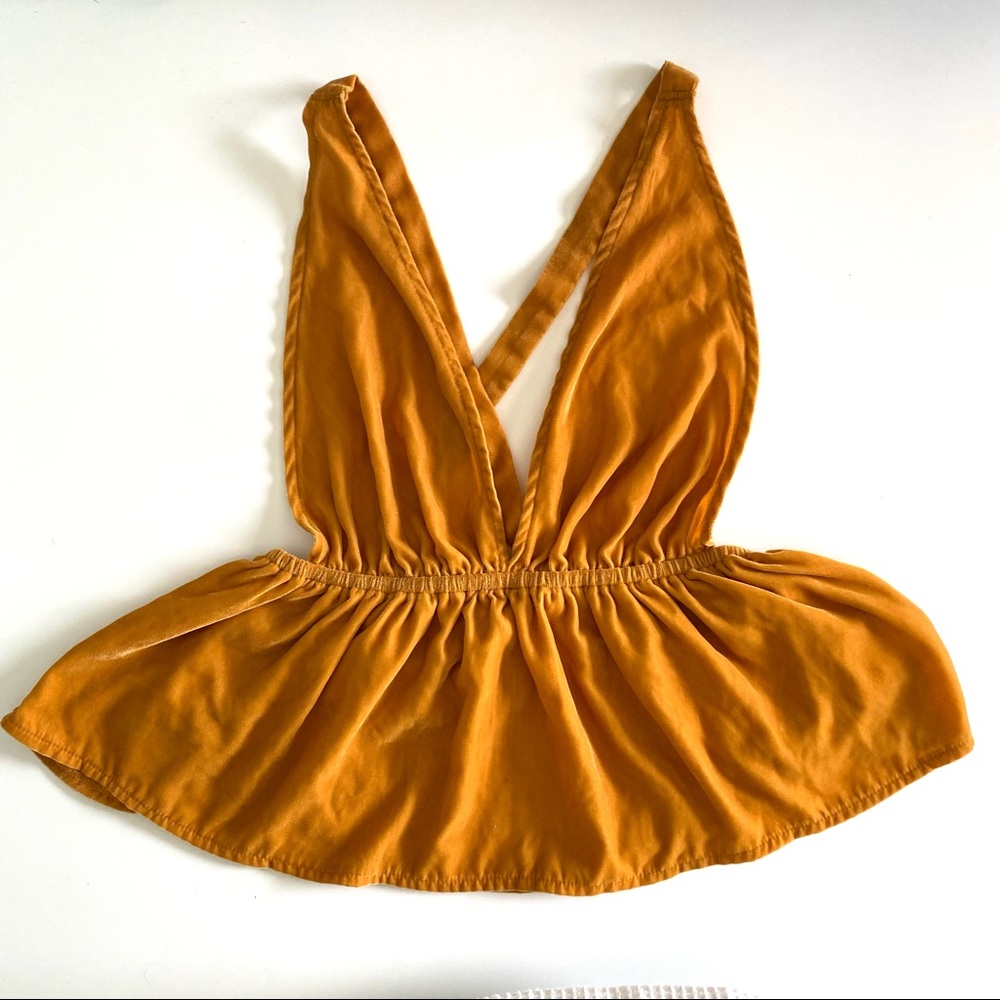 Urban outfitters Mustard suede pinafore